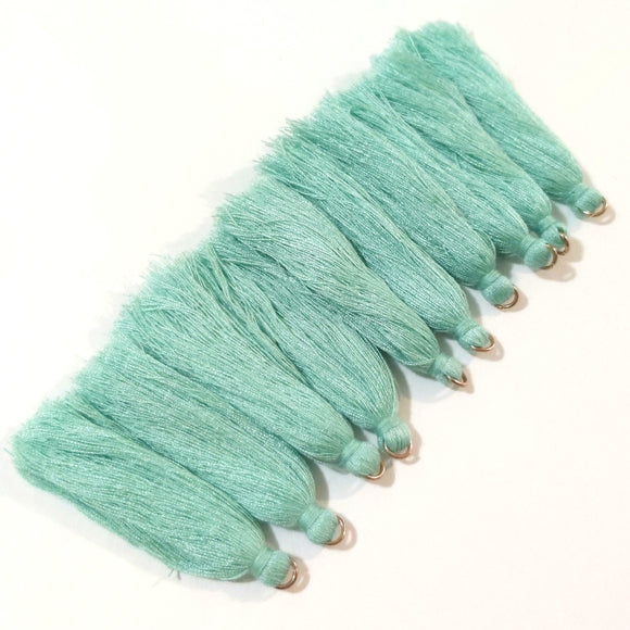 Turquoise Cotton Tassels (5 pairs) - 2.25 inches