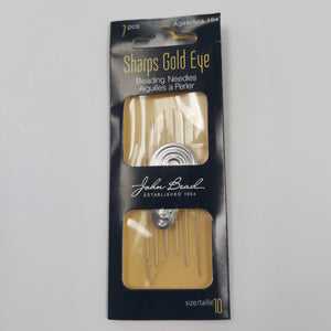 Sharps Gold Eye Beading Needle w/Threader Size 10