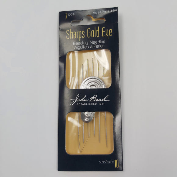 Sharps Gold Eye Beading Needle w/Threader Size 10