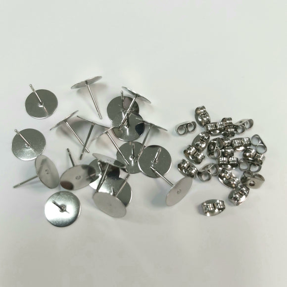 Earring Posts - 20pcs - 10mm Stainless Steel