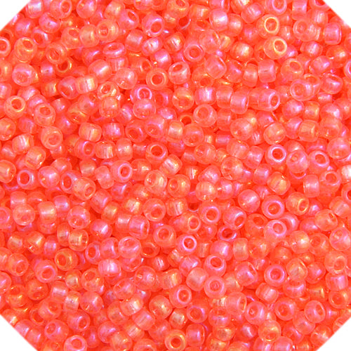 Czech Seed Bead 10/0 Tr. Salmon Pink Rainbow AB- VIAL