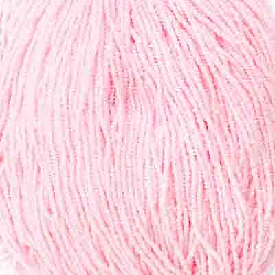 Czech Seed Bead 11/0 Opaque Stripe Pearl Pale Pink Dyed Strung #5011