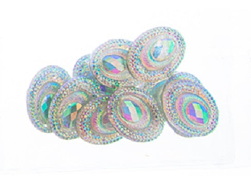 Oval Peacock Cabs 18x25mm (5 pairs) Crystal AB