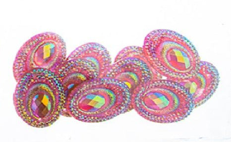 Oval Peacock Cabs 18x25mm (5 pairs) Pink AB