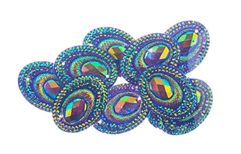 Oval Peacock Cabs 18x25mm (5 pairs) Purple AB