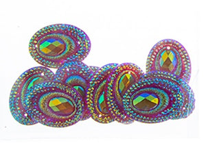 Oval Peacock Cabs 18x25mm (5 pairs) Red AB
