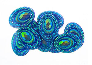 Oval Peacock Cabs 18x25mm (5 pairs) Royal Blue AB