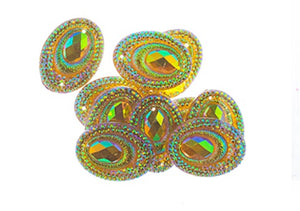 Oval Peacock Cabs 18x25mm (5 pairs) Sun AB