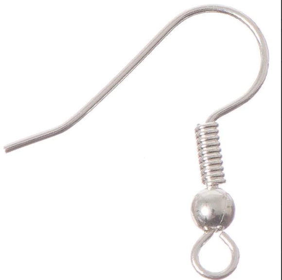 Earring Fish Hooks - 20pcs - 19x20mm Base Metal Silver