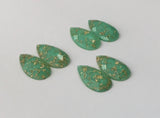 Gold Fleck - Turquoise Green Teardrop 16x30mm Cabs (3 pairs)