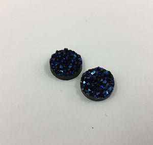Druzy - Metallic Dark Blue Round Cabs (5 pairs) 12mm