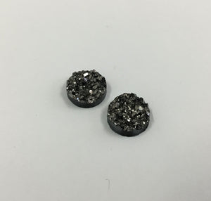 Druzy - Metallic Gunmetal Round Cabs (5 pairs) 12mm