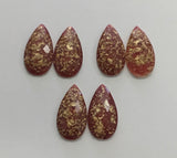 Gold Fleck - Red Teardrop 16x30mm Cabs (3 pairs)