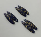 Gold Fleck - Royal Blue Fingernail 9x36mm Cabs (3 pairs)