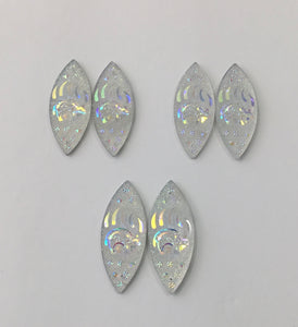Bear Navette Cabs -  Crystal AB (3 pairs) 20x50mm