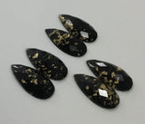 Gold Fleck - Black Teardrop 16x30mm Cabs (3 pairs)