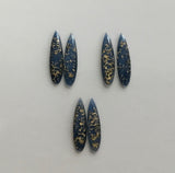 Gold Fleck - Pale Blue Fingernail 9x36mm Cabs (3pairs)