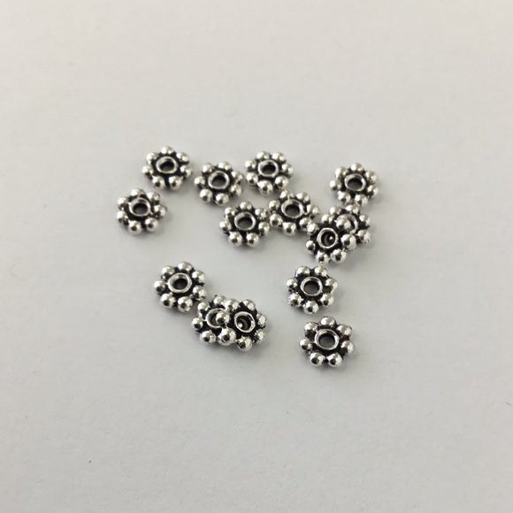 Spacer Beads - Heishi Beaded ANT Silver 5mm (50pcs)