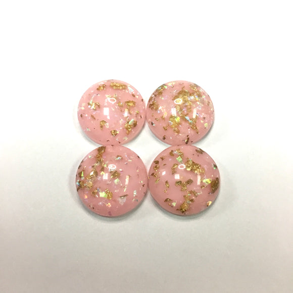 Gold Fleck - Pink 20mm Cabs (2 pairs)