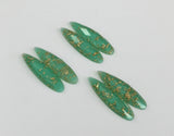 Gold Fleck - Turquoise Green Fingernail 9x36mm Cabs (3 pairs)