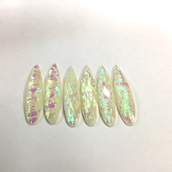 Dichromatic - White 9x36mm Fingernail Cabs (3 pairs)