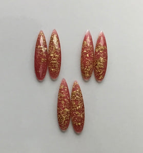 Gold Fleck - Rose Fingernail 9x36mm Cabs (3 pairs)