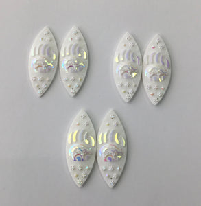 Bear Navette Cabs -  White AB (3 pairs) 20x50mm