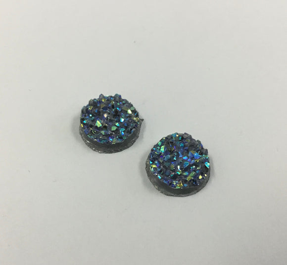 Druzy - Crystal AB Round Cabs (5 pairs) 12mm
