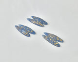Gold Fleck - Pale Blue Fingernail 9x36mm Cabs (3pairs)