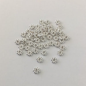 Spacer Beads - Heishi Beaded Bright Silver 4mm (100pcs)
