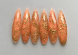 Gold Fleck - Peach Fingernail 9x36mm Cabs (3 pairs)