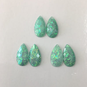 Dichromatic - Turquoise Green 16x30mm Teardrop Cabs (3 pairs)