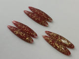 Gold Fleck - Red Fingernail 9x36mm Cabs (3 pairs)