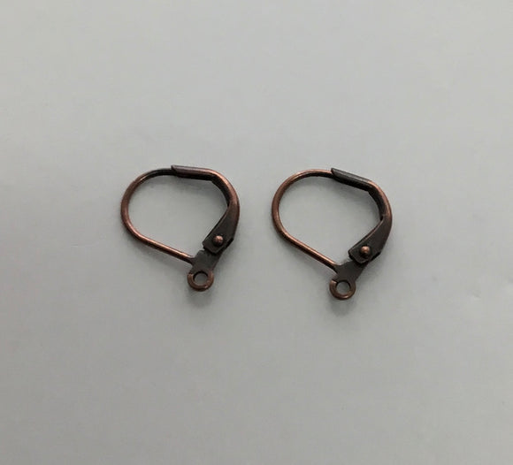 Earring Lever Back Hooks - 20pcs - 15x10mm Antique Copper