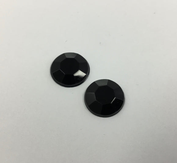 Rhinestone - Black Round Cabs (10 pairs) 12mm