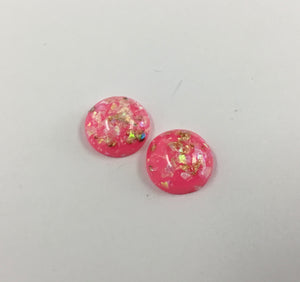 Gold Fleck - Hot Pink 12mm Cabs (5 pairs)