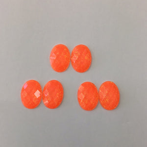 Glitter - Orange Oval 25x18mm Cabs (3 pairs)
