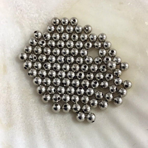 Spacer Beads - 4mm Silver Round (100pcs)