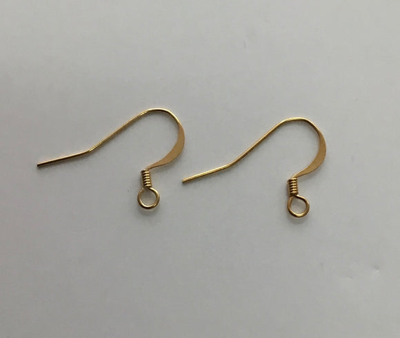 Earring French Fish Hooks - 20pcs - 15x25mm Gold