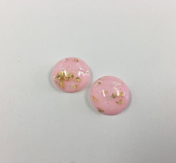 Gold Fleck - Pink 12mm Cabs (5 pairs)