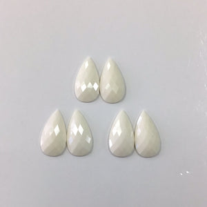 Teardrop - Opaque Cream 16x30mm Cabs (3 pairs)