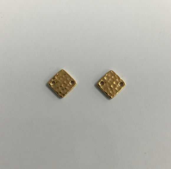 Connector- Gold Plated Hammered Diamond 12x12mm (2pc)