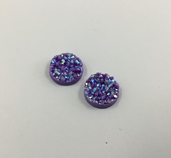 Druzy - Light Purple AB Round Cabs (5 pairs) 12mm