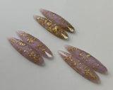 Gold Fleck - Lilac Fingernail 9x36mm Cabs (3 pairs)