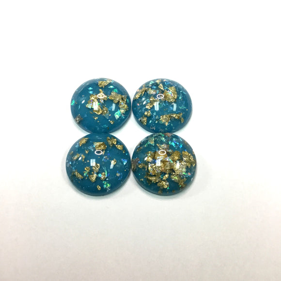 Gold Fleck - Blue 20mm Cabs (2 pairs)