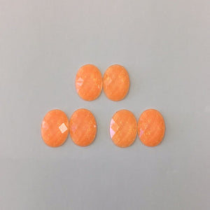Glitter - Peach Oval 25x18mm Cabs (3 pairs)