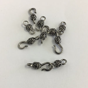 Hook & Eye Clasp- Pewter 35mm (5 sets)