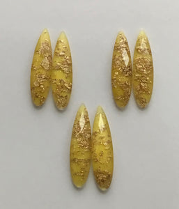 Gold Fleck - Yellow Fingernail 9x36mm Cabs (3 pairs)