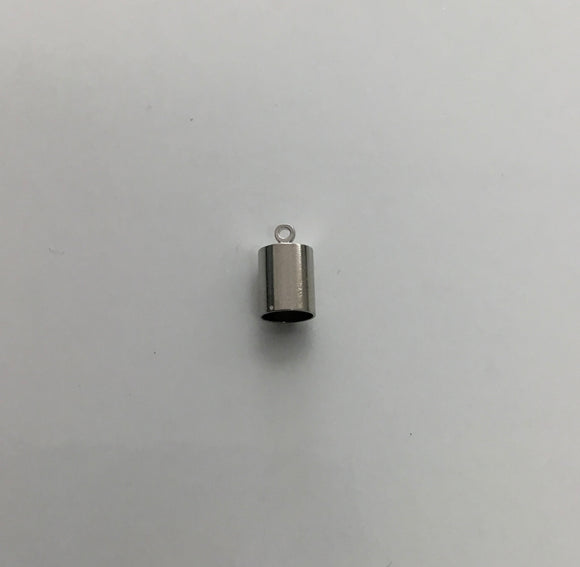 End Cap w/Loop- Silver 6mm (10pc)