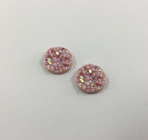 Druzy - Dusty Pink AB Round Cabs (5 pairs) 12mm